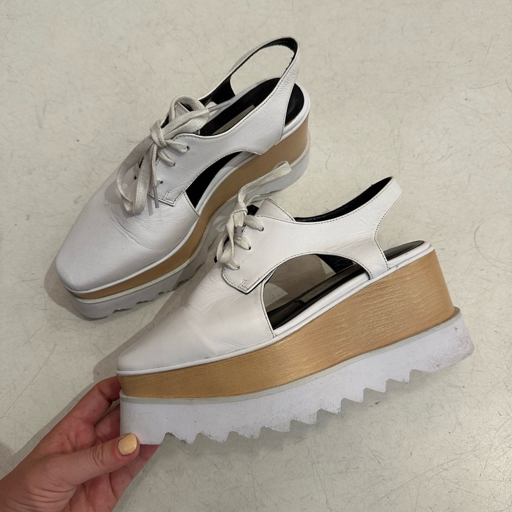 Stella McCartney White and Gold Platform Shoes